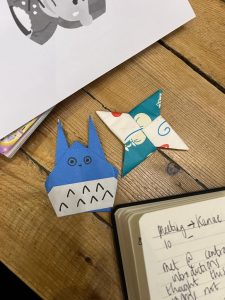 Origami star and Pokémon figure